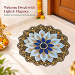 3D Rangoli Mats ( 57x57 cm, Blue )