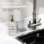 Kitchen Dispenser Print Glass Soap Dispenser For Bathroom And Kitchen Sink Leak ( 19.5x7.5 cm White )