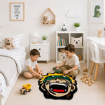 Tufted Wool Rug Unique Character Design Floor and Wall Carpet (62x60 cm, Multicolor )