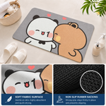 Rubber Bath Mat Anti Slip Quick Drying Soft Panda Bear Love ( Grey, 40x60 cm )