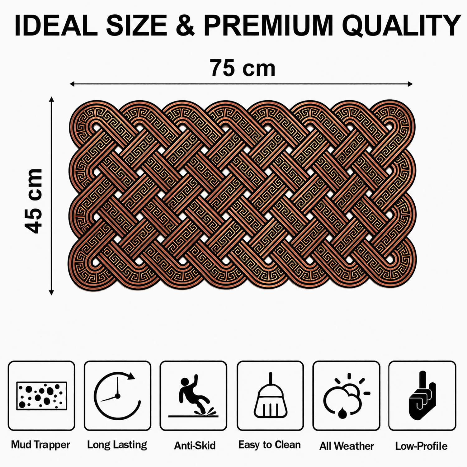 Rubber Door Mat Weave Textured ( 45x75 cm Copper )