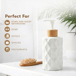 Faceted Pattern Glass Soap Dispenser For Bathroom And Kitchen Sink ( 17.5x7.5 cm White)