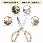 Multipurpose Kitchen Scissors Smooth Plastic Handle Heavy Duty Scissor ( Cream 9x21 cm )