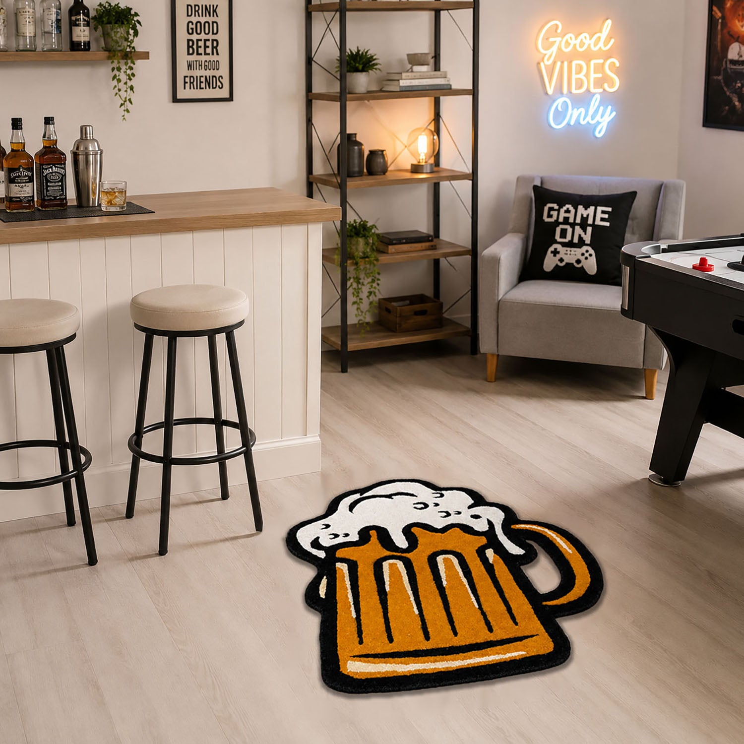 Beer Mug Graphic Wool Rug Plush Decorative Mat For Wall And Room Decor (Mug , 77x63 cm )