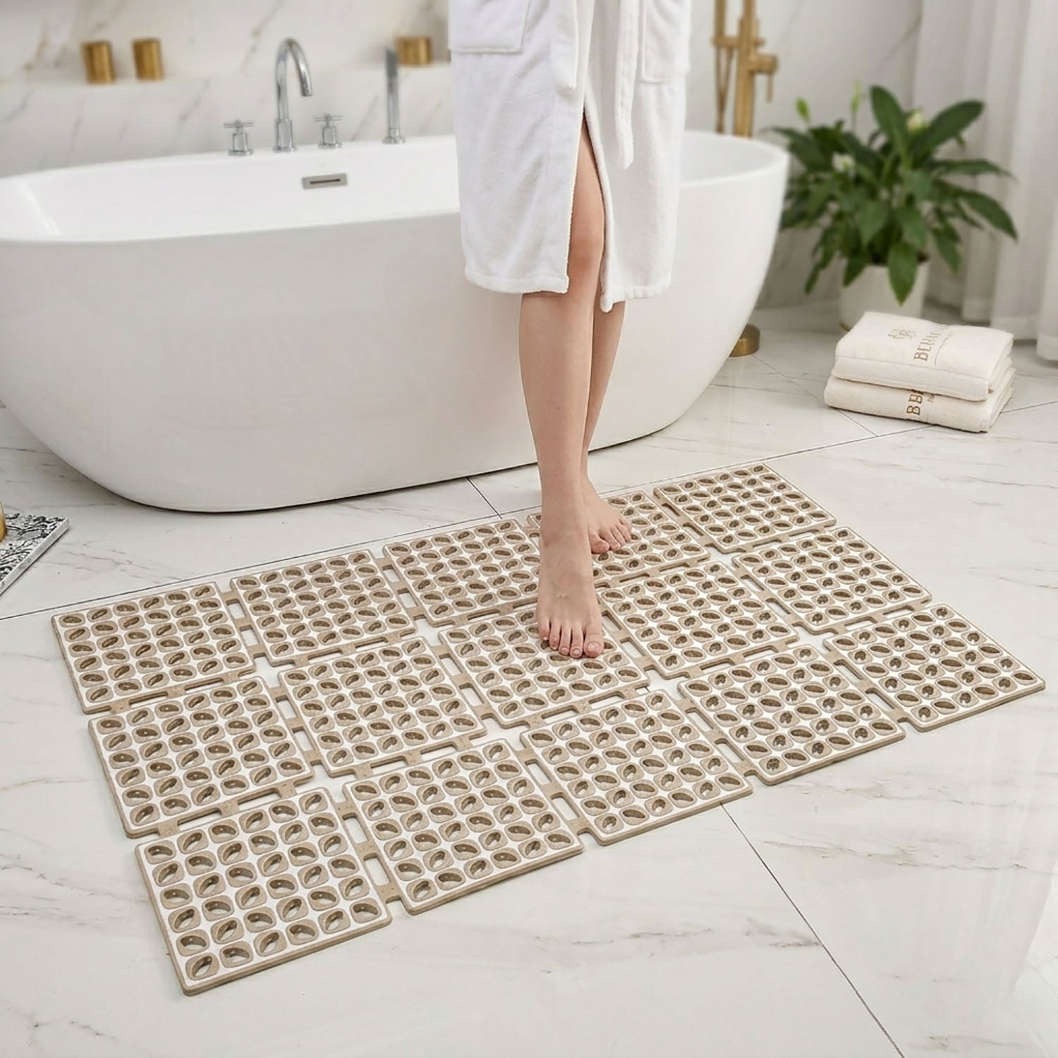 Rubber Shower Mat For Bathroom ( 40x66 Cm Taupe )