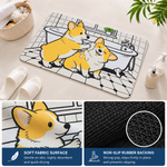 Rubber Bath Mat Anti Slip Quick Drying Soft Corgi Spa ( White & Yellow, 40x60 cm )