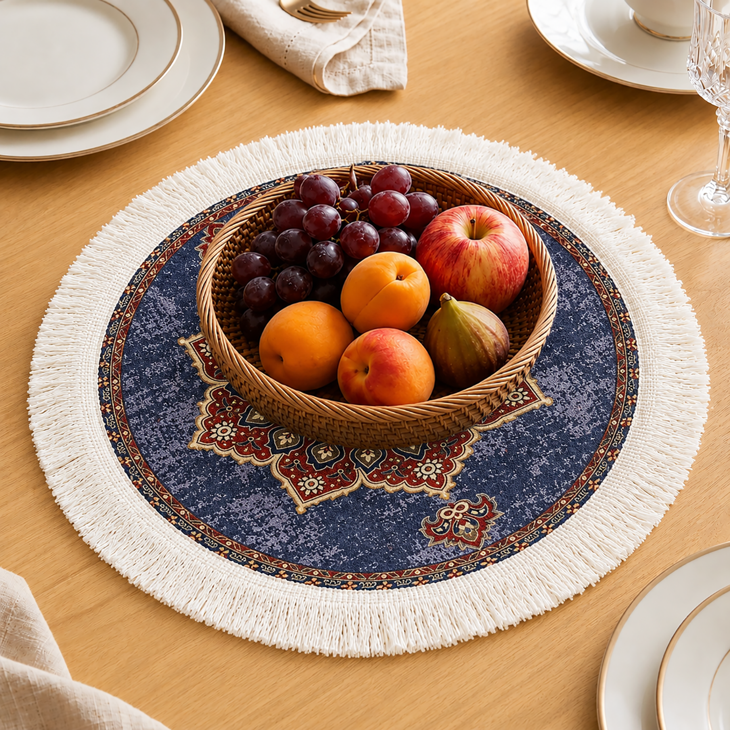 Royal Medallion Dining Table Mats ( 36x36cm, Multicolor, Set Of 2 )