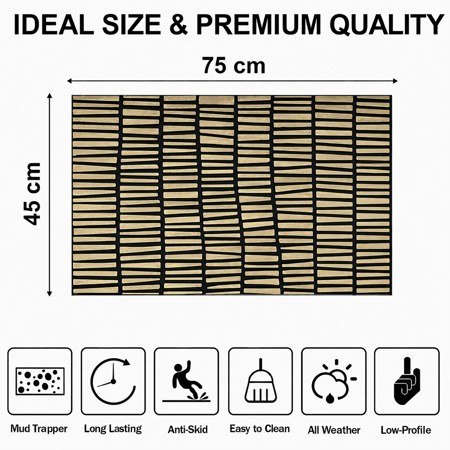 Rubber Door Mat Linear Textured ( 45x75 cm Golden )