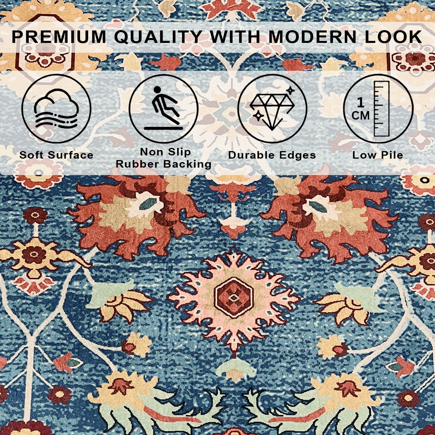 Riyasat Printed Carpet For Home And Office ( 4x6 ft, Royal Blue )