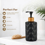 Faceted Pattern Glass Soap Dispenser For Bathroom And Kitchen Sink ( 17.5x7.5 cm Black )