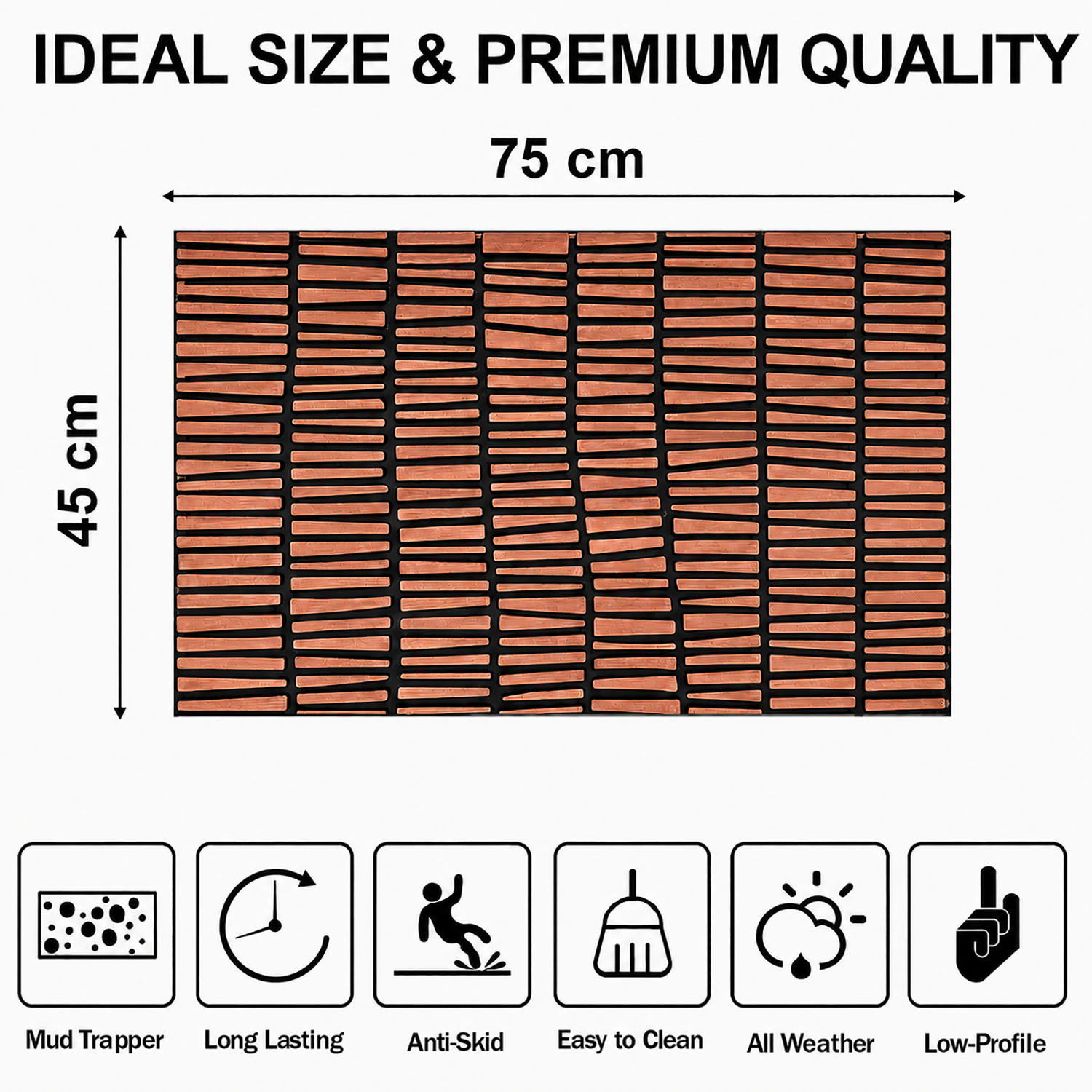 Rubber Door Mat Linear Textured ( 45x75 cm Copper )