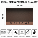 Rubber Door Mat Welcome Textured ( 45x75 cm Brown )