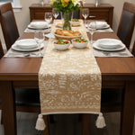 Table Runner with Tassels - Cotton 13.5 x 79.5 Inch, Floral