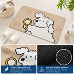 Rubber Bath Mat Anti Slip Quick Drying Soft Curious Puppy ( Beige, 40x60 cm )