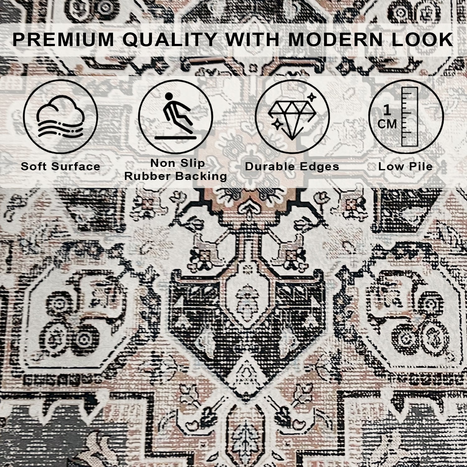 Riyasat Printed Carpet For Home And Office ( 4x6 ft, Vintage Grey )