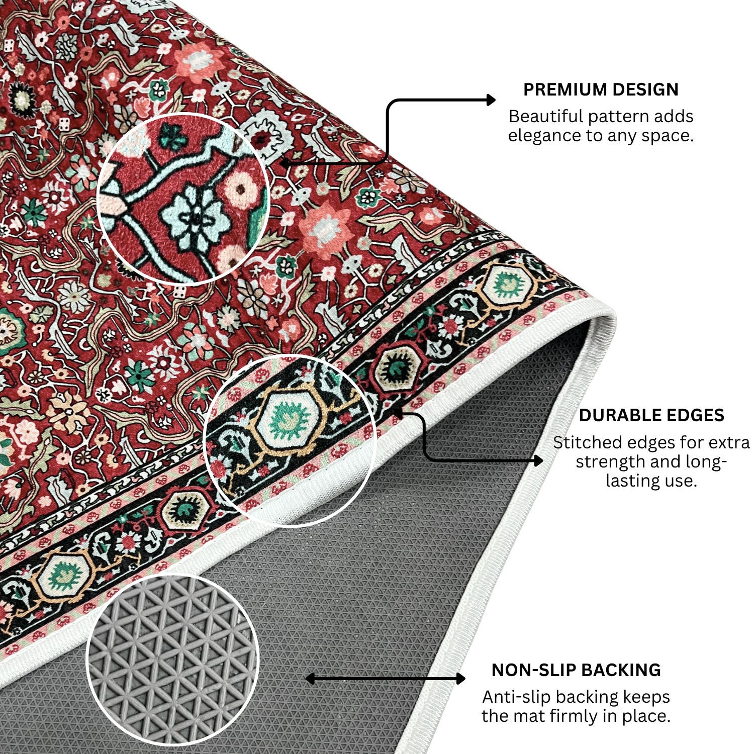 Riyasat Printed Carpet For Home And Office ( 3x5 ft, Classic Red )