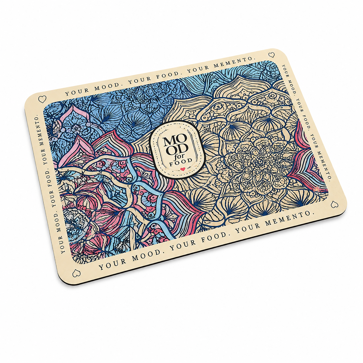 Kitchen Dish Drying Mat | Blue Beige Mandala Print | 35x55 cm