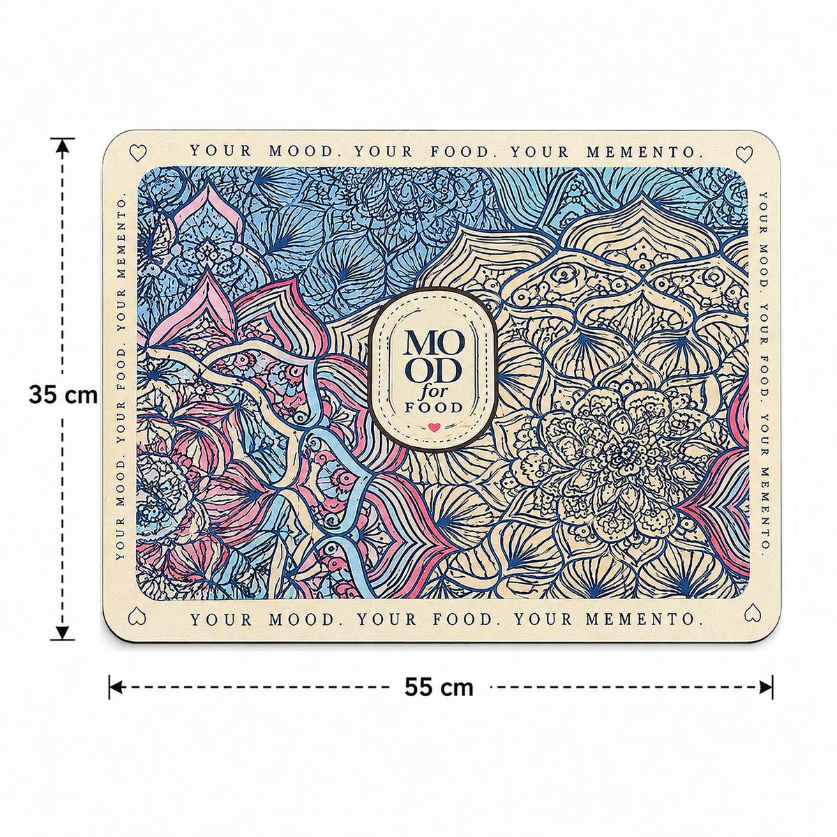 Kitchen Dish Drying Mat | Blue Beige Mandala Print | 35x55 cm