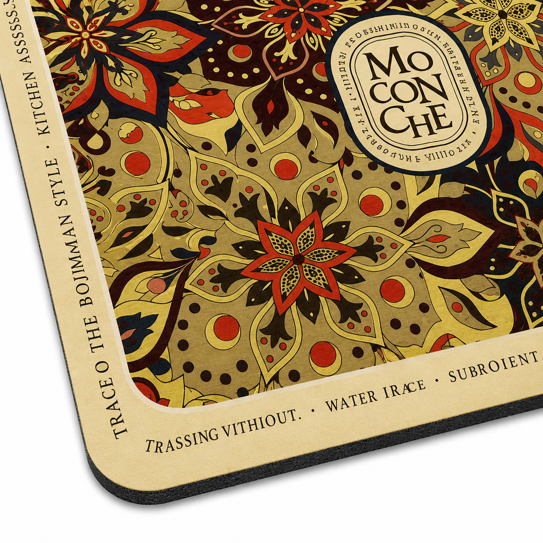 Kitchen Dish Drying Mat | Red Floral Mandala Print | 35x55 cm