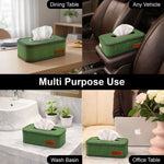 Bamboo Napkin Box Tissue Holder ( Green, 24x14x9 cm )