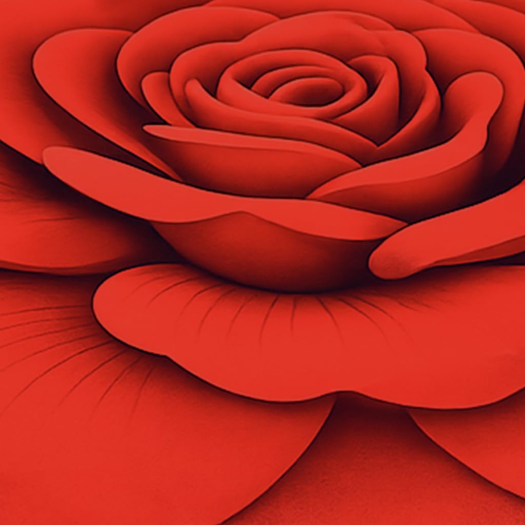 3D Bath Mat Rose Shaped Super Soft (Red, 67x71 cm)
