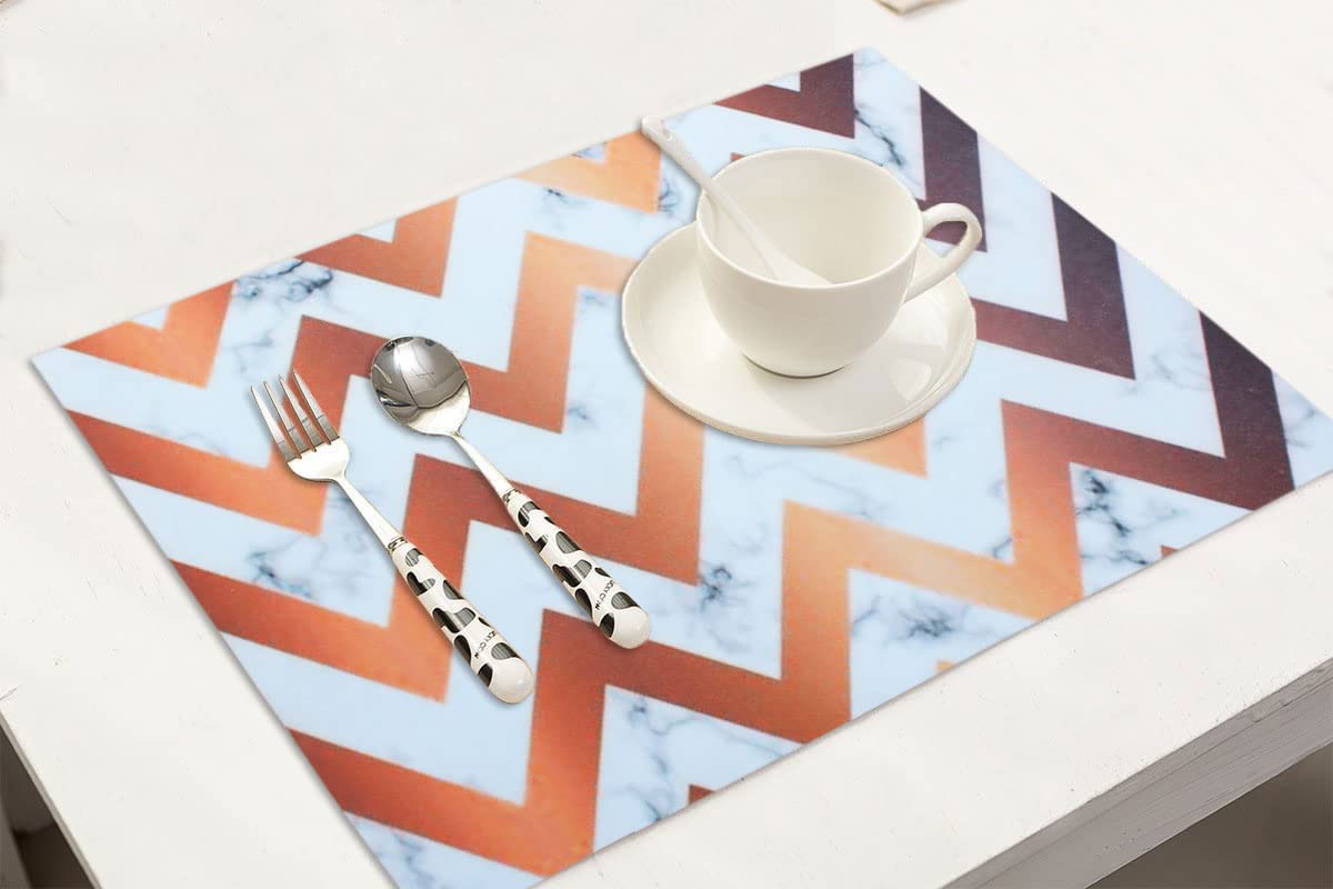 Placemat with Runner/Utensil Mat for Home Set of 4 Piece (Zig-zag 30x45Cm + 1x4 Feet)