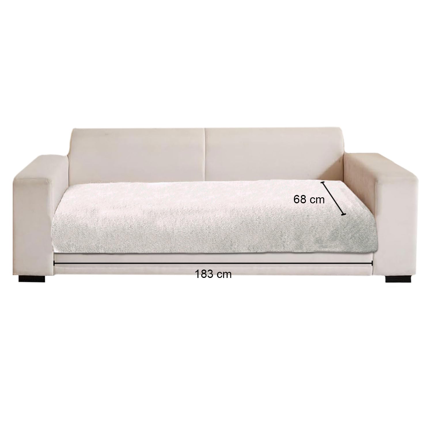 Rabbit Fur Sofa Cover 3 Seater (White, 68x183 cm)