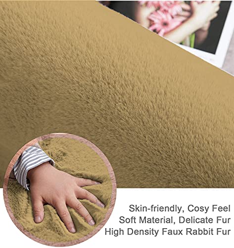 Rabbit Fur Soild Carpet (Anti-Gold, 3x5 Feet)