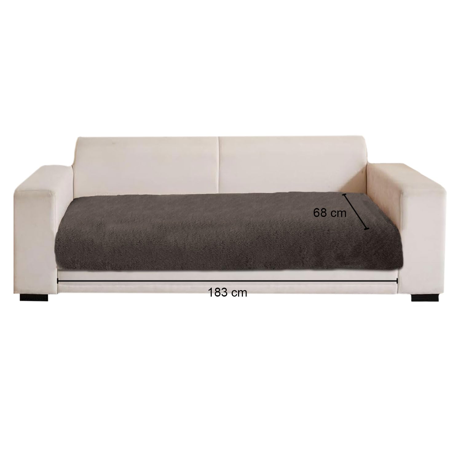 Rabbit Fur Sofa Cover 3 Seater (Cocoa, 68x183 cm)
