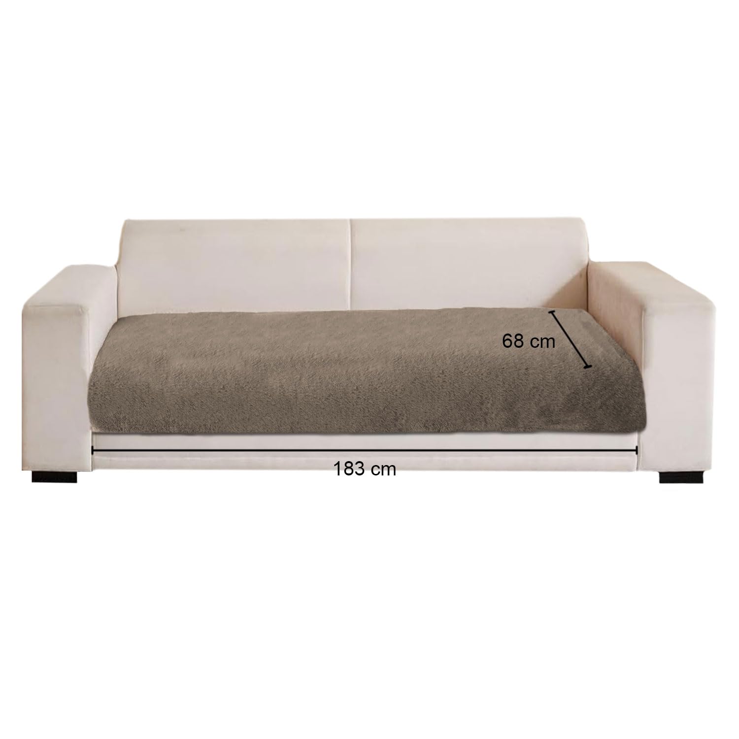Rabbit Fur Sofa Cover 3 Seater (Taupe, 68x183 cm)