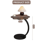 Multi-Purpose Side Table for Living Room, Bedroom & Office – Wooden Top End Table with Storage Shelf, Modern Corner Piece, Black Metal Frame (40x40x60 cm)