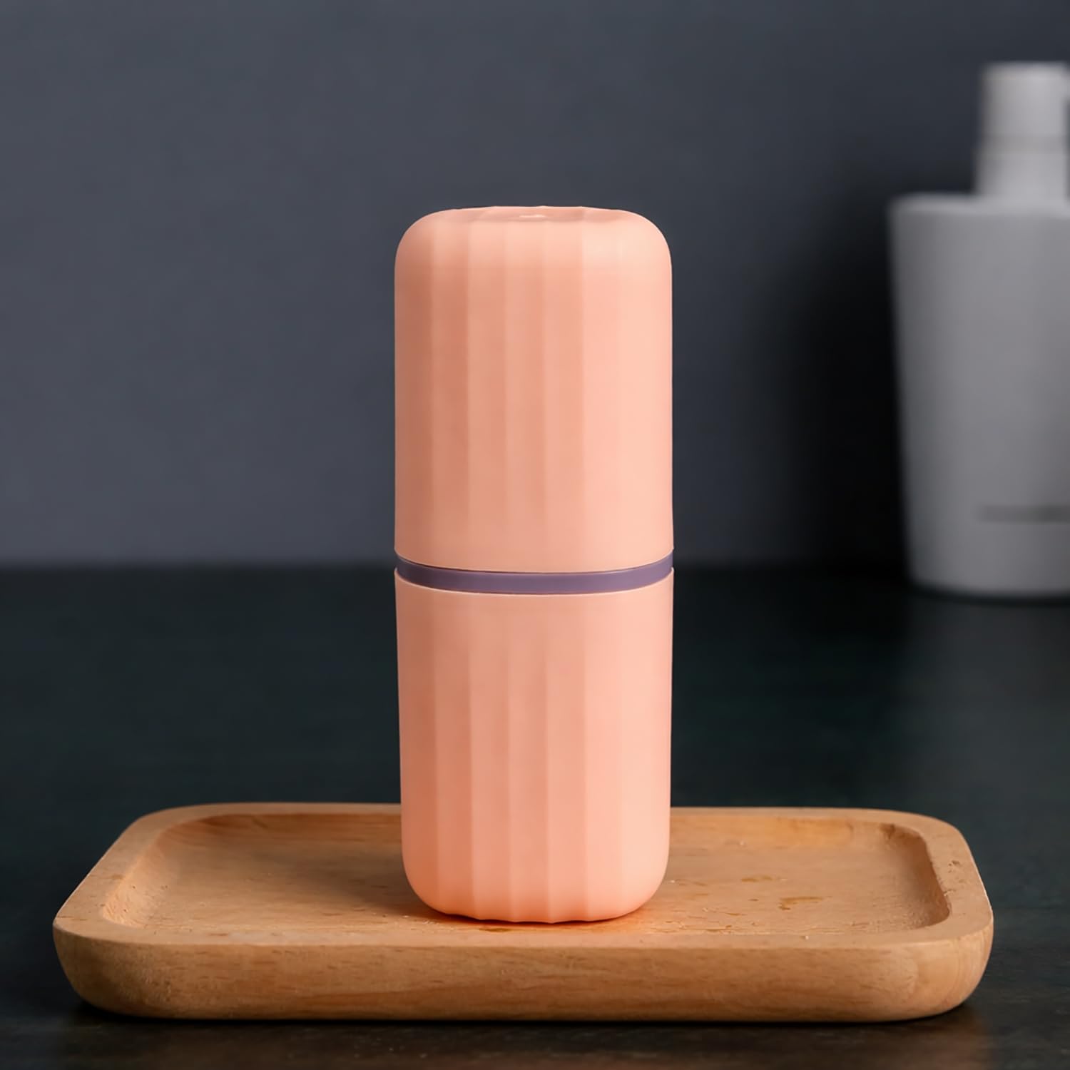 Portable Toothbrush Holder Case Combo ( 7x21 cm, Peach) Pack of 2