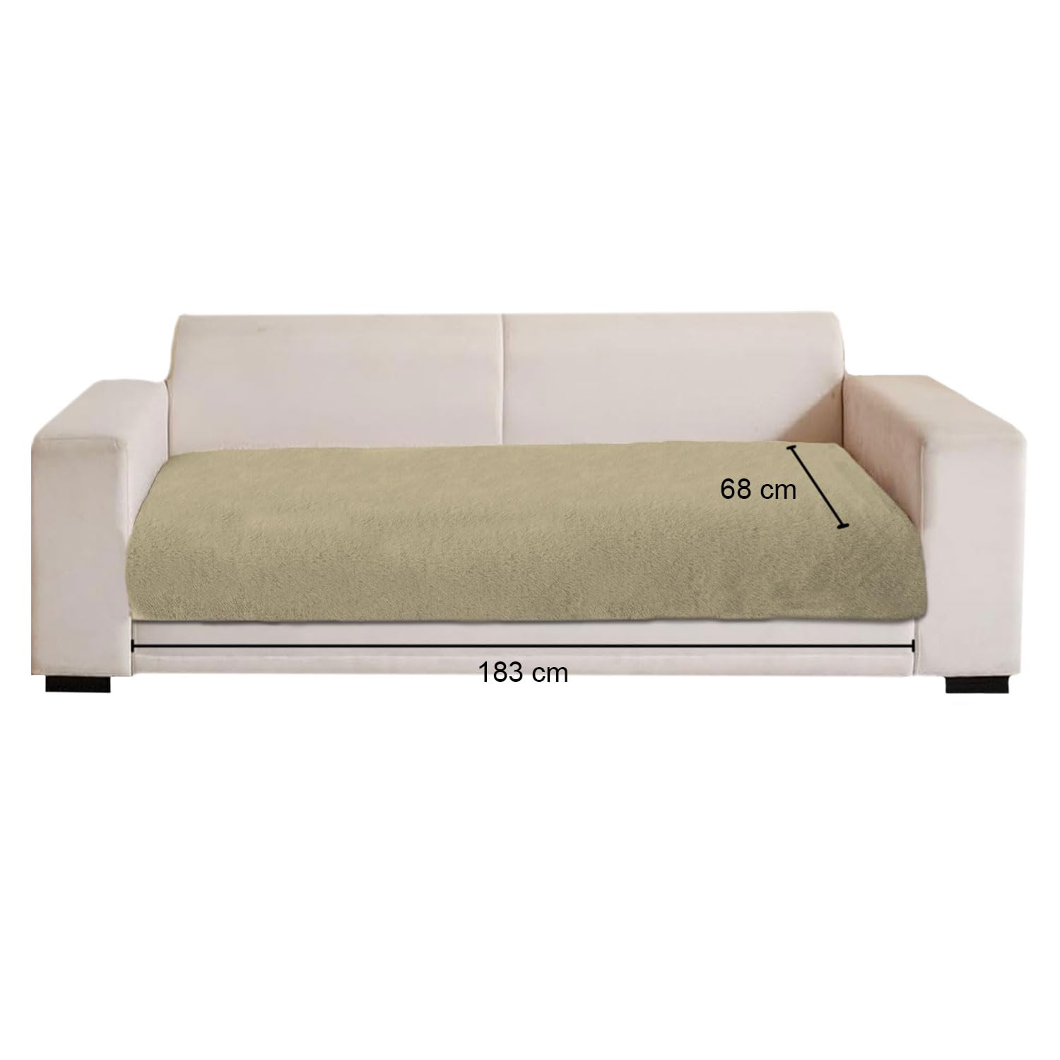 Rabbit Fur Sofa Cover 3 Seater (Gold, 68x183 cm)