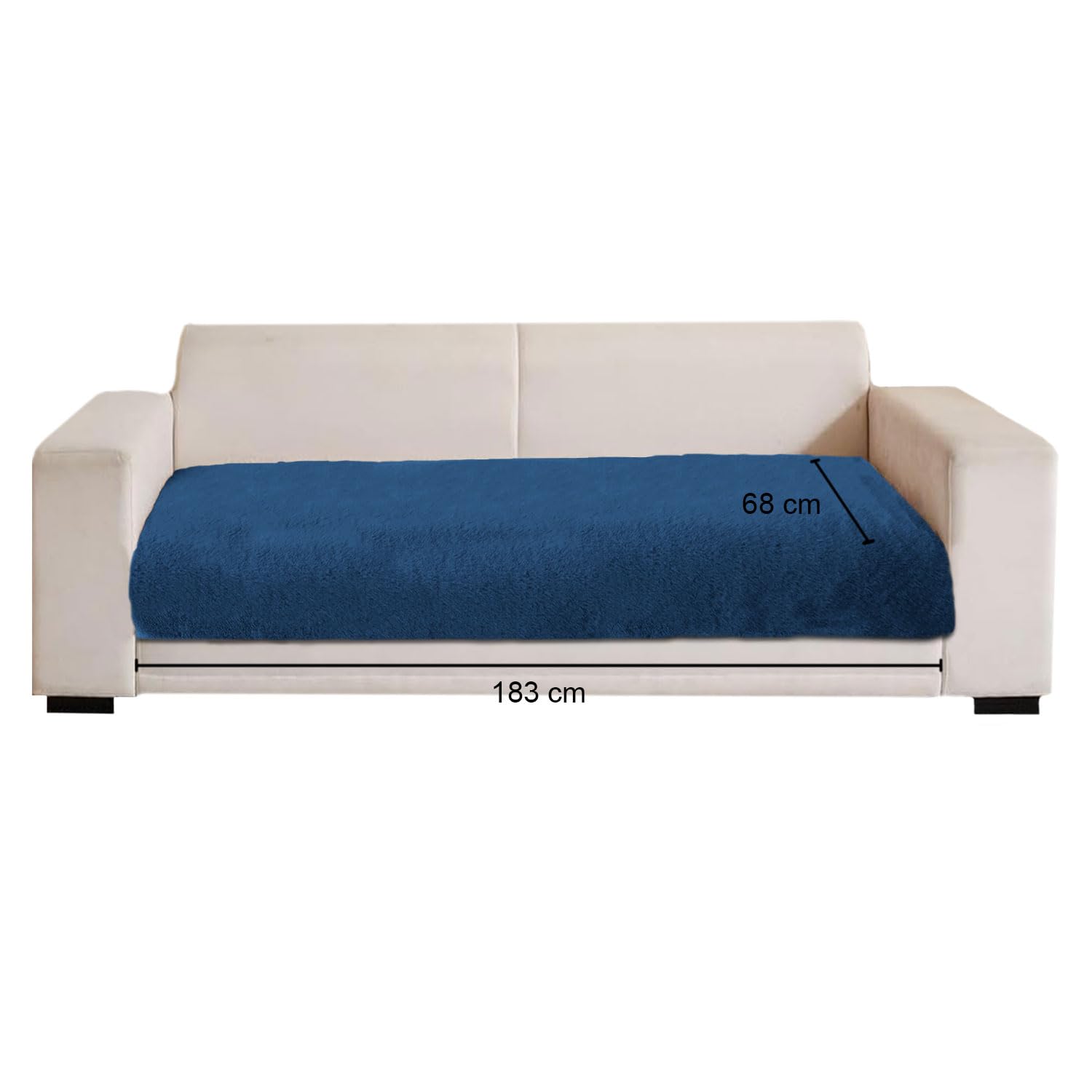 Rabbit Fur Sofa Cover 3 Seater (Teal, 68x183 cm)