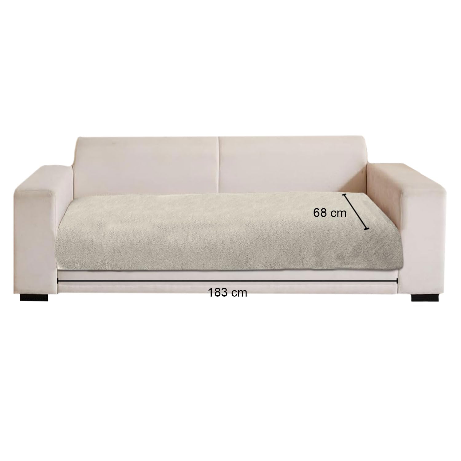Rabbit Fur Sofa Cover 3 Seater (Light Beige, 68x183 cm)