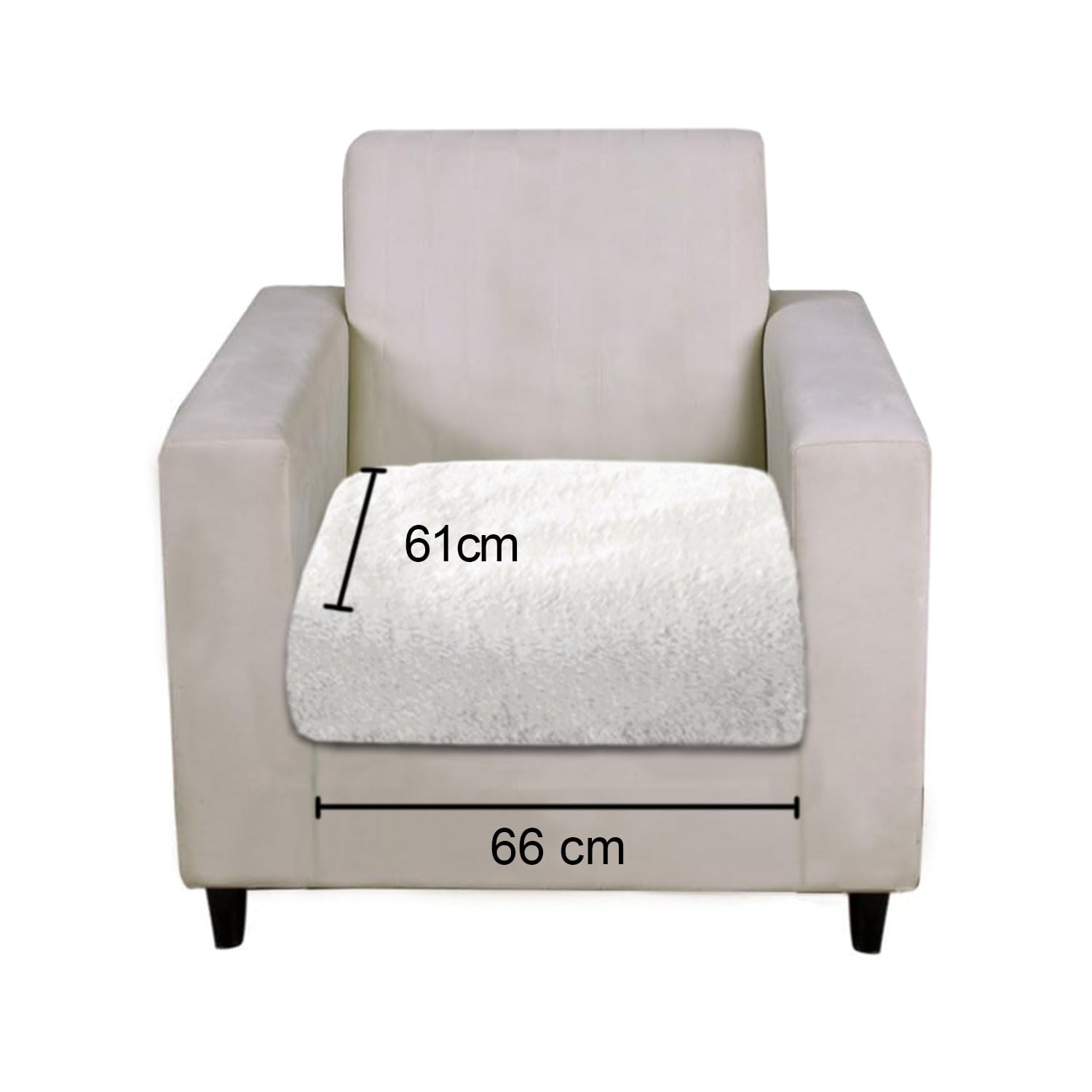 Rabbit Fur Sofa Cover Pack of 2 (61x66 cm, White)