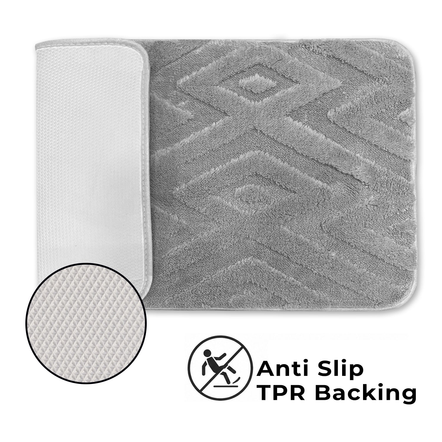 Bahrain Intersect Microfiber Bath Mat (40x58cm Silver)