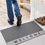 Rubber Door Mat Welcome Textured ( 45x75 cm Silver )