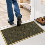 Rubber Door Mat Geometric Textured ( 45x75 cm Golden )