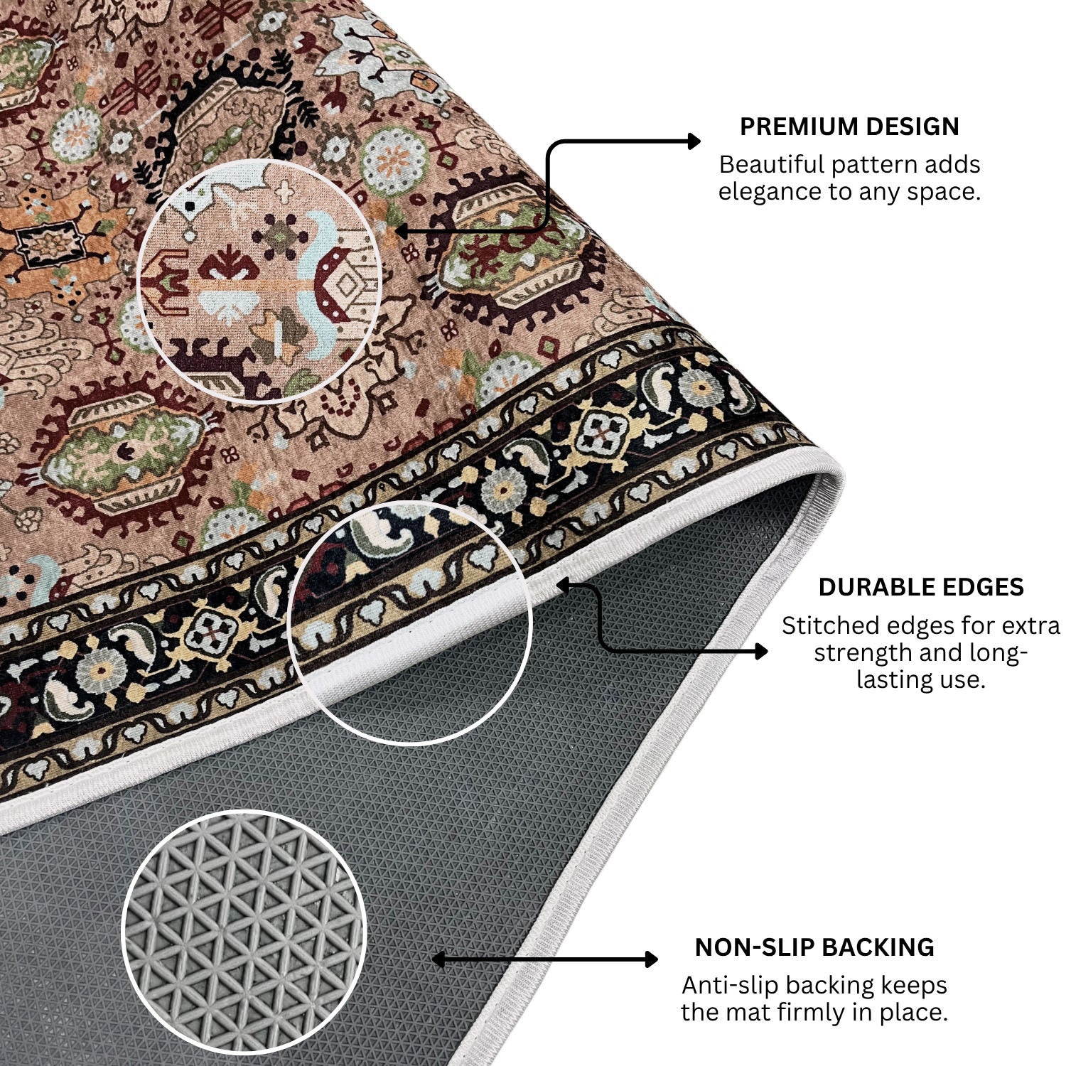 Riyasat Printed Carpet For Home And Office ( 4x6 ft, Peach Vintage )