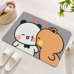 Rubber Bath Mat Anti Slip Quick Drying Soft Panda Bear Love ( Grey, 40x60 cm )