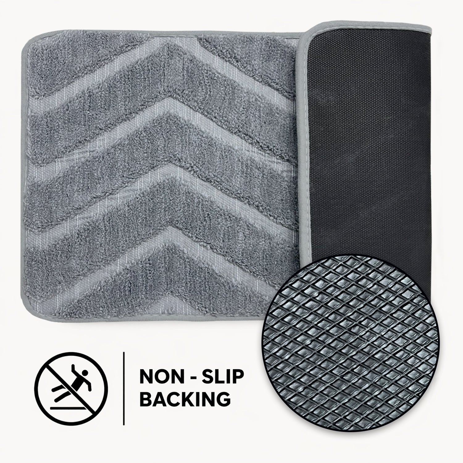 Austria Zigzag Microfiber Bath Mat (41x60cm Grey)