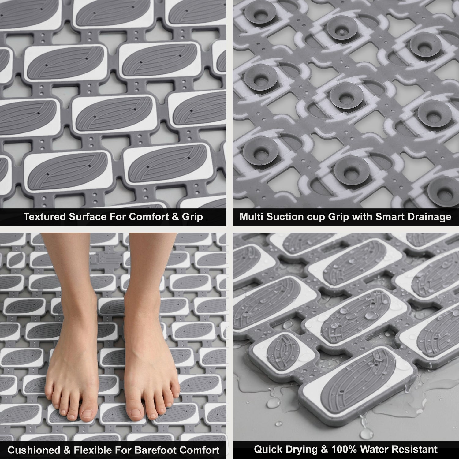 Rubber Shower Mat Ibija Pattern ( 40x70 Cm Grey )