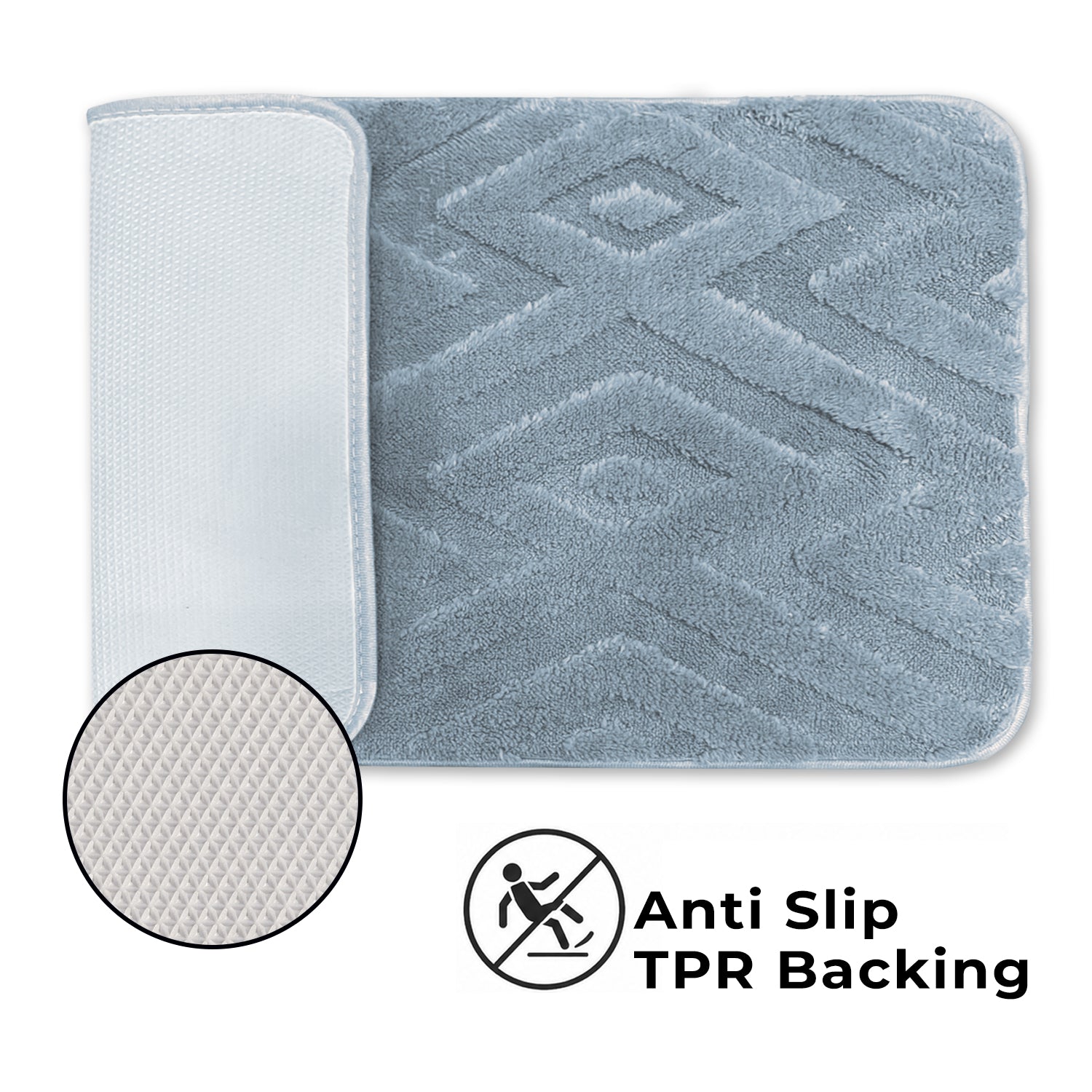 Bahrain Intersect Microfiber Bath Mat (40x58cm Blue)