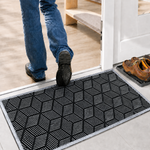 Rubber Door Mat Geometric Textured ( 45x75 cm Silver )