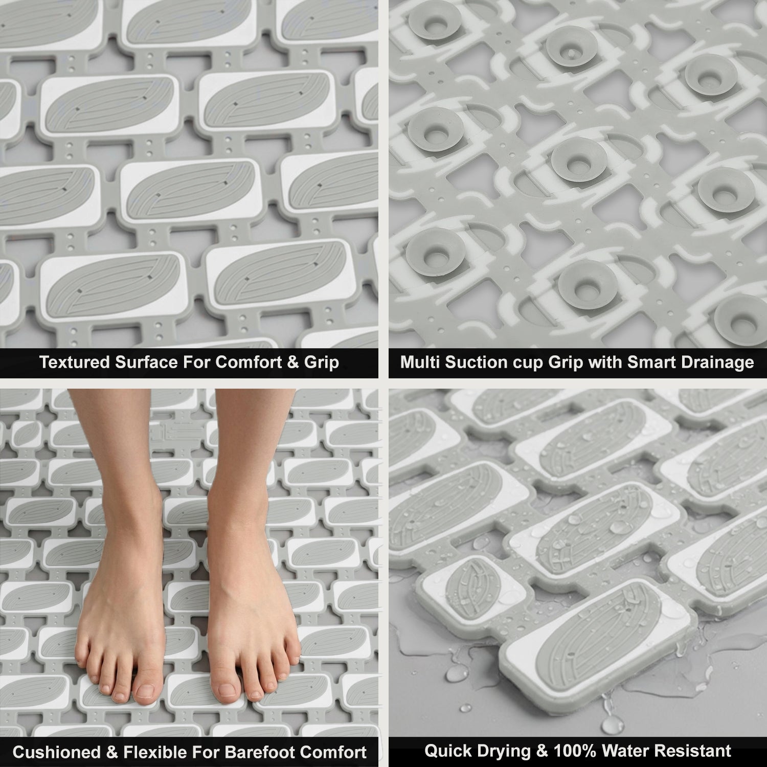 Rubber Shower Mat Ibija Pattern ( 40x70 Cm Silver )