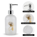 Flower Print Glass Soap Dispenser For Bathroom And Kitchen Sink ( 19.5x7.5 cm White )