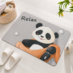 Rubber Bath Mat Anti Slip Quick Drying Soft Relaxing Panda ( Grey, 40x60 cm )