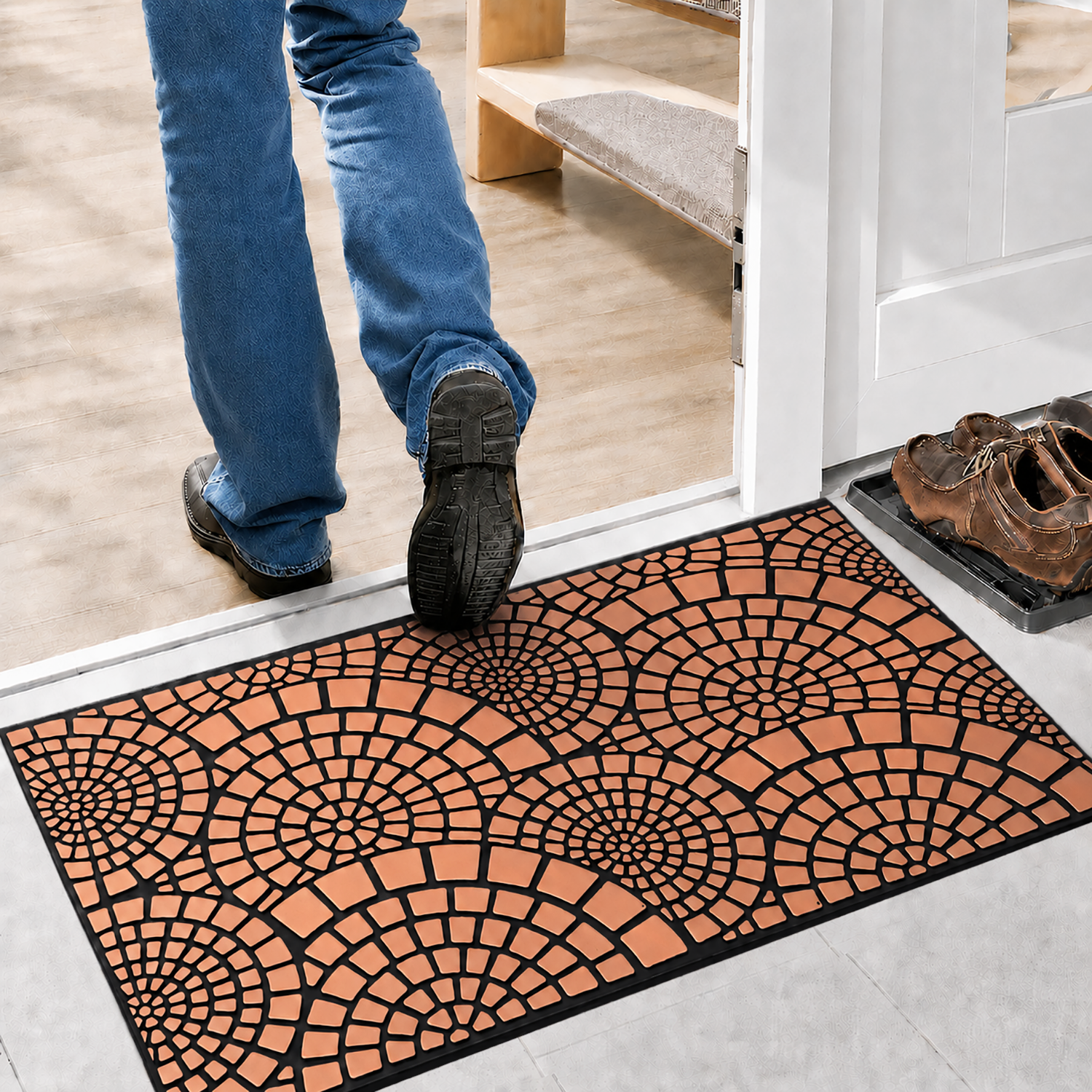 Rubber Door Mat Mosaic Textured ( 45x75 cm Copper )