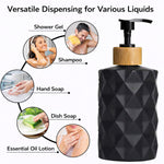 Faceted Pattern Glass Soap Dispenser For Bathroom And Kitchen Sink ( 17.5x7.5 cm Black )